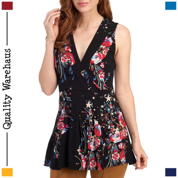 Free People Tops - Free People Floral & Star Wrap Sleeveless Tunic
